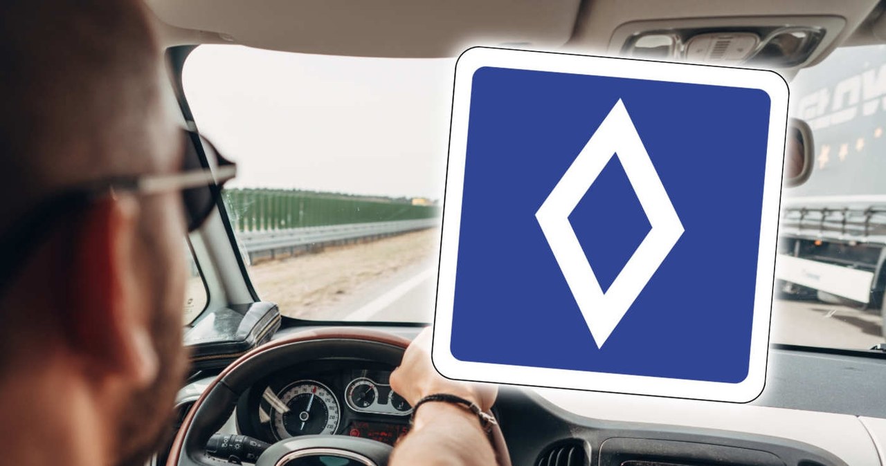 wiadomości,aktualności,Interia Biały romb na niebieskim tle. Nowy znak - za złamanie 600 zł mandatu