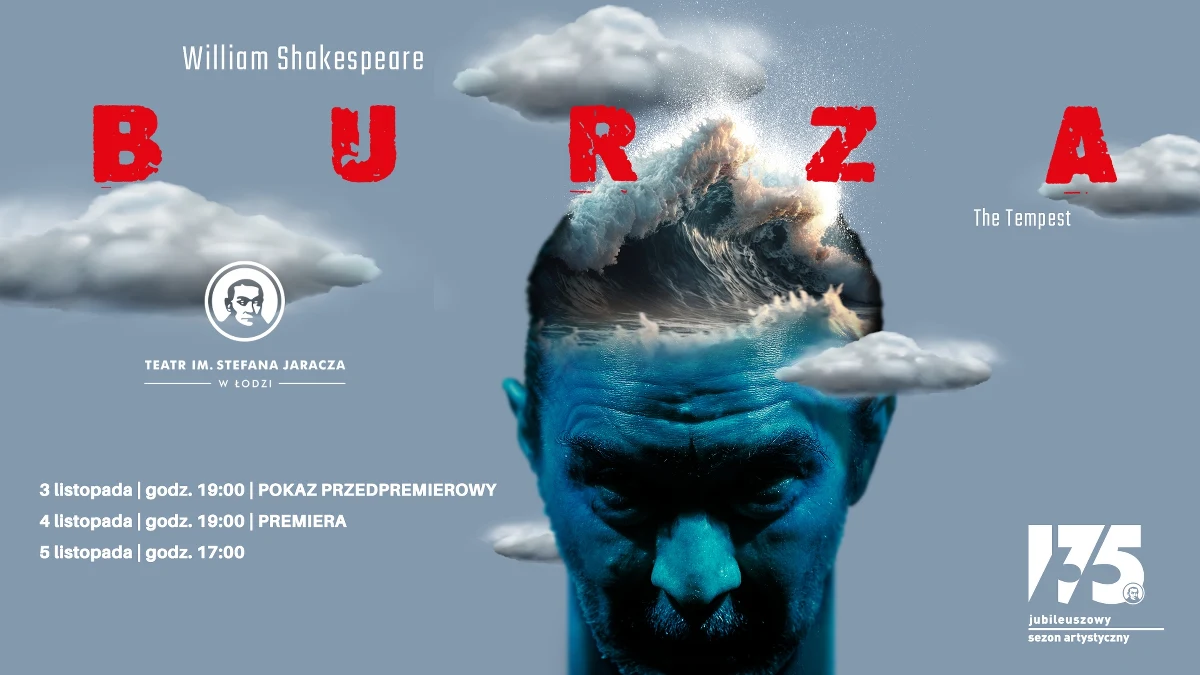 15 aktorów, kaskaderskie akrobacje, uznany czeski reżyser i tekst mistrza Szekspira w nowoczesnym przekładzie - tak Teatr Jaracza zaakcentuje swoje 135. urodziny. "Burza" w reżyserii Ivana Krejčí premierowo na Dużej Scenie teatru już w sobotę (4 listopada) o g. 19.00.