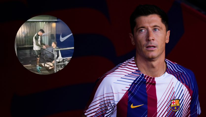 Lewandowski was waiting for his friend, and everything was recorded.  The video was a huge success