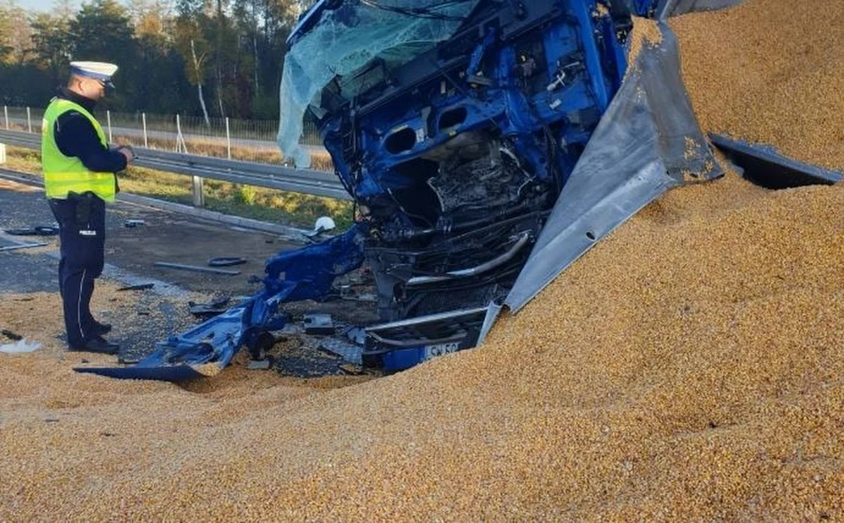 Z utrudnieniami na drodze S17 w okolicach Garwolina na Mazowszu muszą liczyć się kierowcy. W miejscowości Gończyce doszło do zderzenia trzech ciężarówek. Na jezdnię wysypała się kukurydza. 