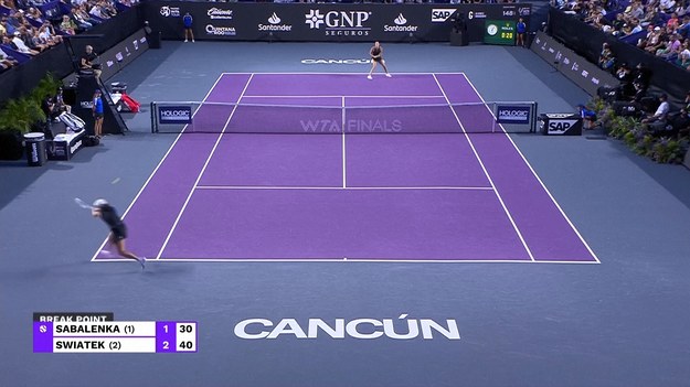 Iga Świątek pokonała w niedzielę (5 listopada) rozstawioną z numerem 1 Arynę Sabalenkę 6-3, 6-2 i awansowała do finału turnieju GNP Seguro WTA Finals.

22-letnia Polka straciła w Cancun zaledwie 18 gemów i zapewniła sobie 67. zwycięstwo w sezonie.

W finale Światek zmierzy się z Jessicą Pegulą - jeśli wygra, odzyska pierwsze miejsce w światowym rankingu od Sabalenki i po raz drugi z rzędu zakończy rok jako numer jeden na świecie.