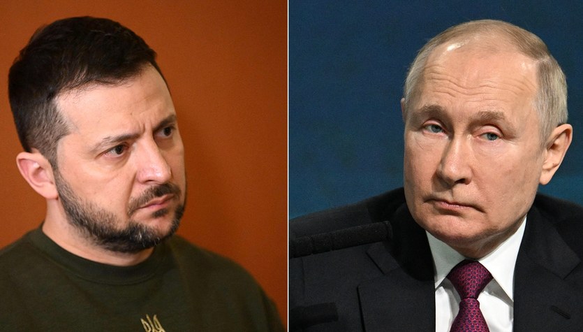 Război în Ucraina.  Vladimir Putin și Volodymyr Zelensky privesc spre Statele Unite