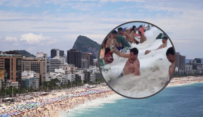 Ogromna fala zaskoczyła plażowiczów. Nagrania stały się hitem w sieci