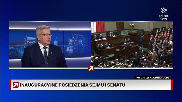 Były prezydent RP, Bronisław Komorowski, pytany o ocenę występu Hołowni stwierdził, że była to "szczęśliwa decyzja".- Pasuje jak ulał. Jest błyskotliwy. Szybko się uczy nowej funkcji - dodał w "Gościu Wydarzeń" i powiedział, że "dobrego marszałka poznaje się po tym, że radzi sobie z trudnymi sytuacjami".