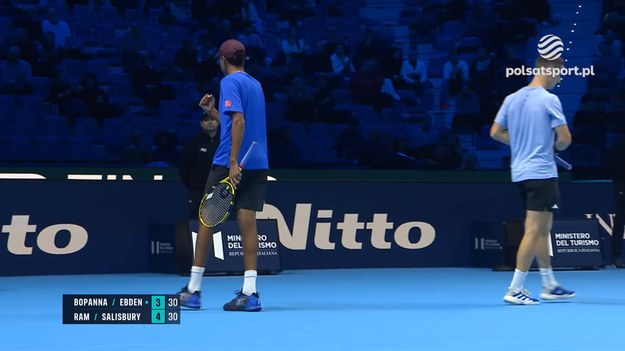 Skrót meczu deblowego ATP Finals Rohan Bopanna/ Matthew Ebden - Rajeev Ram/ Joe Salisbury 3:6, 4:6.

