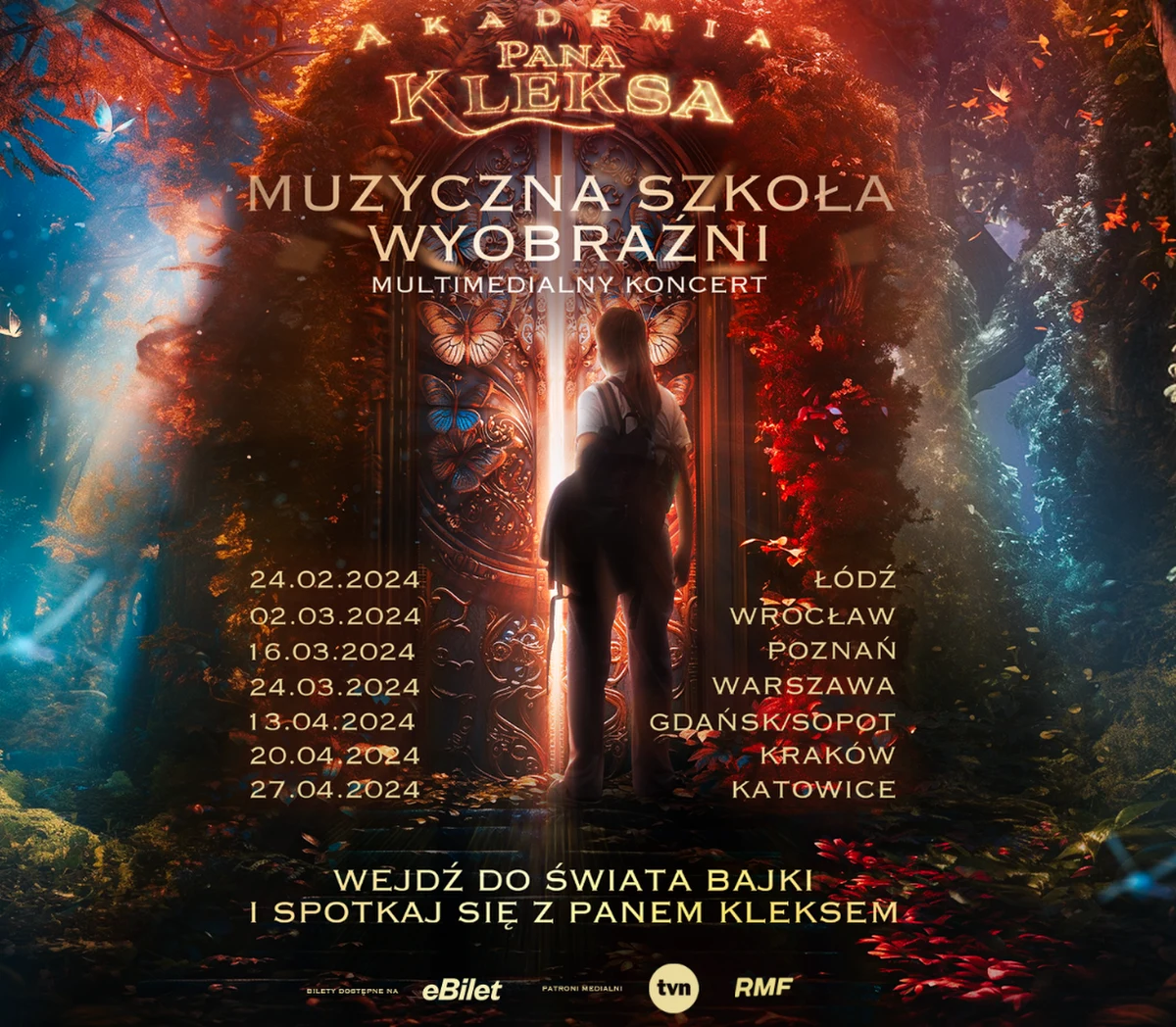Bajkowy i porywający multimedialny koncert z udziałem wyjątkowych gości – oto Akademia Pana Kleksa na żywo! Jego Muzyczna Szkoła Wyobraźni pełna magicznych atrakcji dla całej rodziny rusza już w lutym 2024 roku i zagości w największych halach w Polsce. 