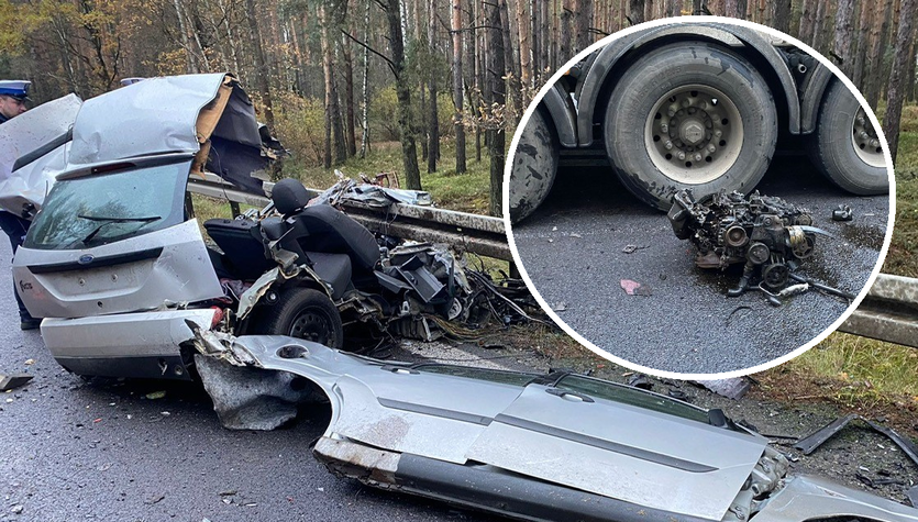  Śmiertelny wypadek w Kotach. Z samochodu nic nie zostało