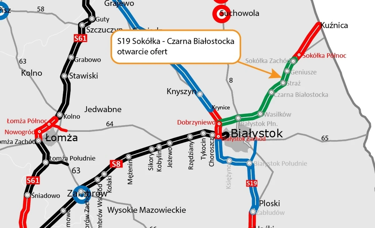 Oferta z Chin firmy Stecol Corporation, opiewająca na kwotę 828,8 mln zł, została wybrana jako najkorzystniejsza w przetargu na projekt i budowę 24-km odcinka Sokółka-Czarna Białostocka drogi S19 - podała Generalna Dyrekcja Dróg Krajowych i Autostrad w Białymstoku.
