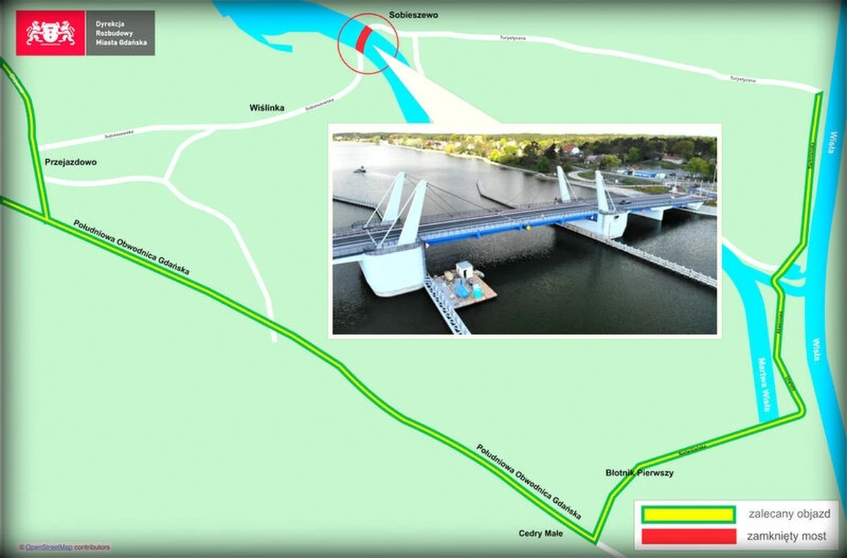 We wtorek i środę (28 i 29 listopada) w godzinach 9.00 – 15.00 prowadzone będą badania mostu w Sobieszewie. W tym czasie most będzie niedostępny dla ruchu pojazdów. W godzinach 11.00-11.30 i 13.00-13.30 przeprawa zostanie otwarta dla pieszych i rowerzystów.
