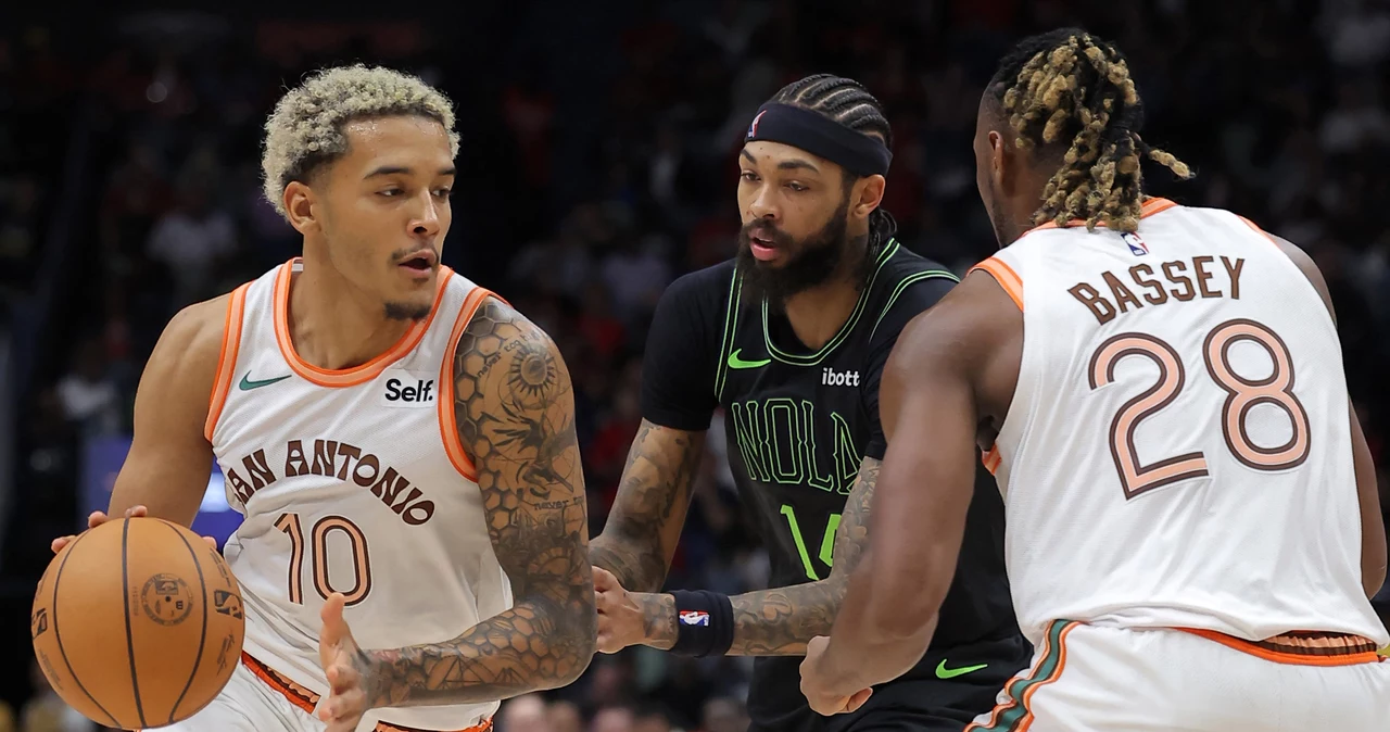 Jeremy Sochan w trakcie spotkania z New Orleans Pelicans