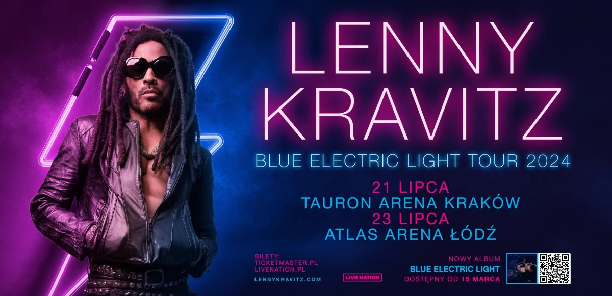 Dobra wiadomość dla wszystkich fanów Lenny'ego Kravitza. Artysta ogłosił właśnie swoją nową trasę - BLUE ELECTRIC LIGHT TOUR 2024, która dotrze do dwóch polskich aren - TAURON Areny Kraków 21 lipca 2024 oraz Atlas Areny w Łodzi 23 lipca 2024 roku. 