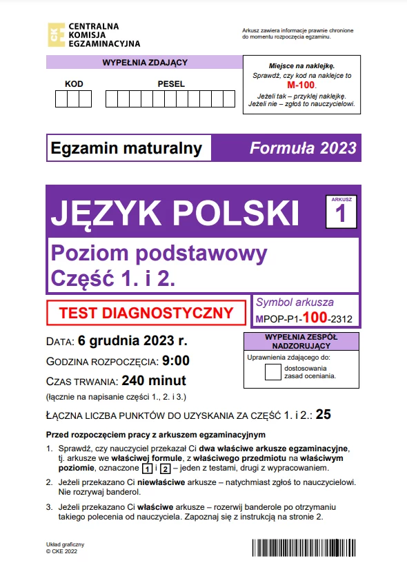 Arkusz CKE - matura próbna z języka polskiego 