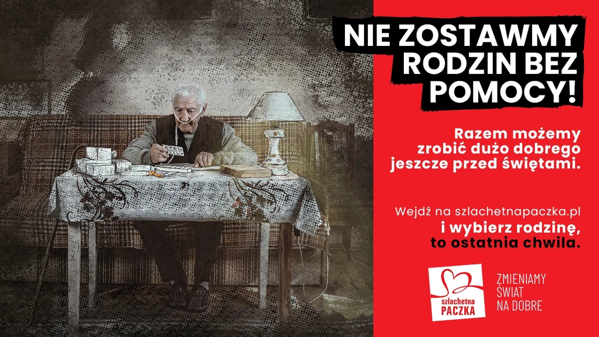 Jeszcze kilkaset rodzin ze Szlachetnej Paczki czeka na swoich darczyńców. Do piątku, 15 grudnia każdy może zaangażować się w Szlachetną Paczkę i sprawić, żeby potrzebujący otrzymali pomoc, spokojne święta i nadzieję na dużo więcej. "Nie zostawiajmy ich bez wsparcia. Razem możemy zrobić dużo dobrego jeszcze przed świętami. Wejdź na www.szlachetnapaczka.pl i zobacz, jak możesz pomóc. Myślisz, że te kilka dni, a nawet jeden dzień to za mało na zorganizowanie paczki? Pamiętaj: dla potrzebujących rodzin lepiej jest dostarczyć pomoc późno niż wcale, a można to zrobić nawet na ostatnią chwilę" - przekonują organizatorzy Paczki. 