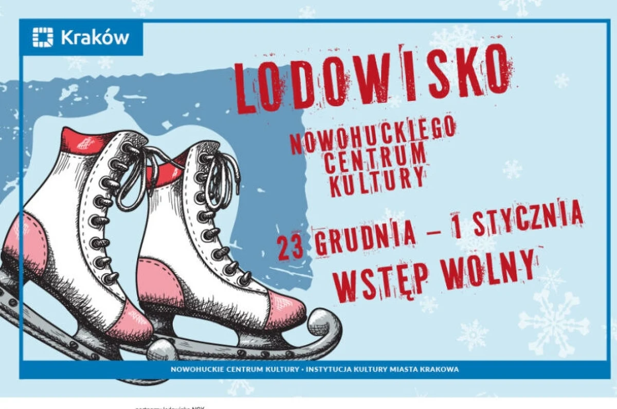 Dobra informacja dla mieszkańców, którzy lubią jeździć na łyżwach. Od 23 grudnia do 1 stycznia wstęp na lodowisko przed Nowohuckim Centrum Kultury będzie bezpłatny, wypożyczalnia sprzętu również.