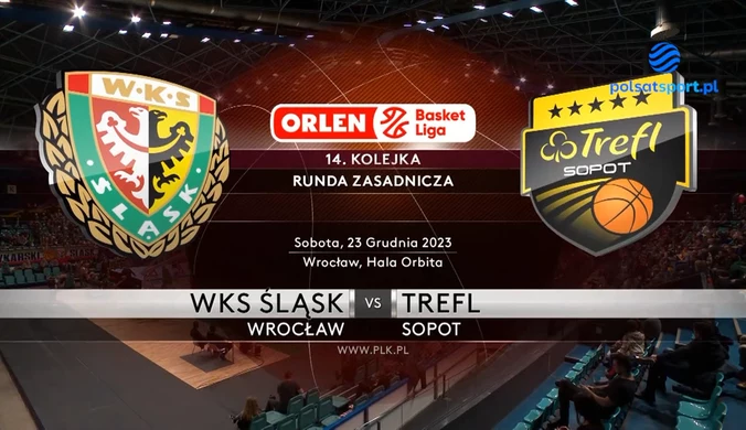 WKS Śląsk Wrocław - Trefl Sopot 66:87. Skrót meczu. WIDEO