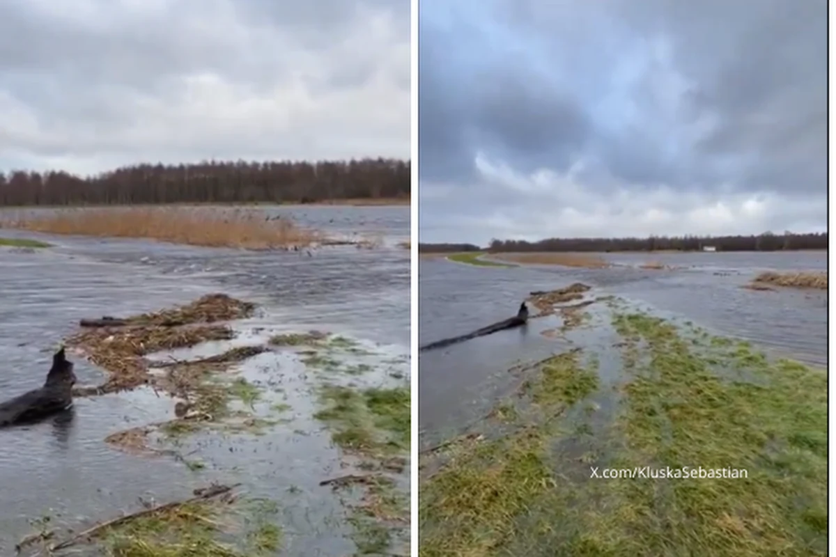 Rzeka Łeba przerwała wał przeciwpowodziowy w okolicy Poraja w powiecie lęborskim. W regionie spodziewane są opady deszczu i deszczu ze śniegiem.