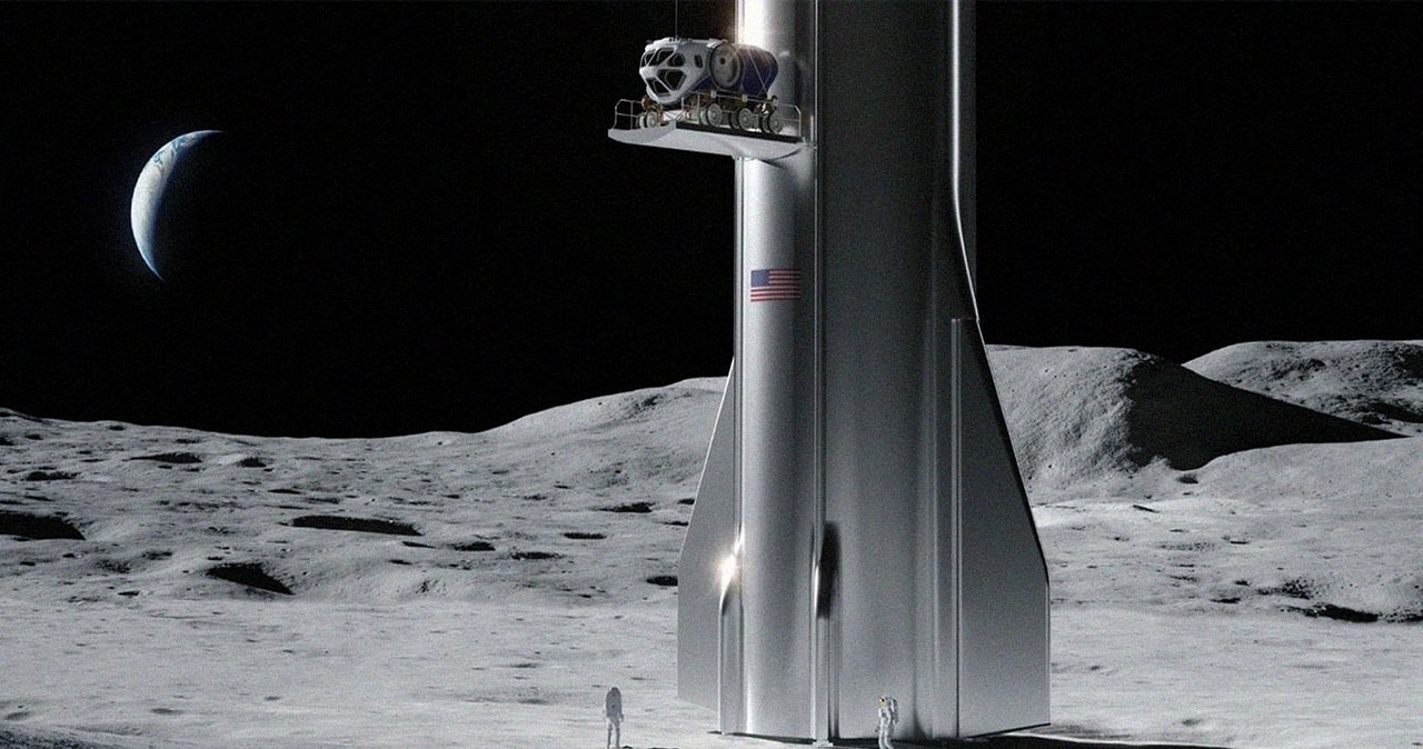Astronauts test the lunar elevator of a SpaceX rocket