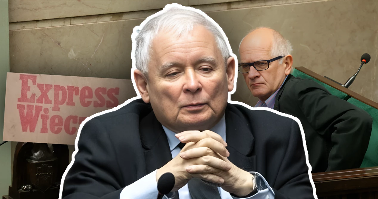 Jarosław Kaczyński, w tle Krzysztof Czabański