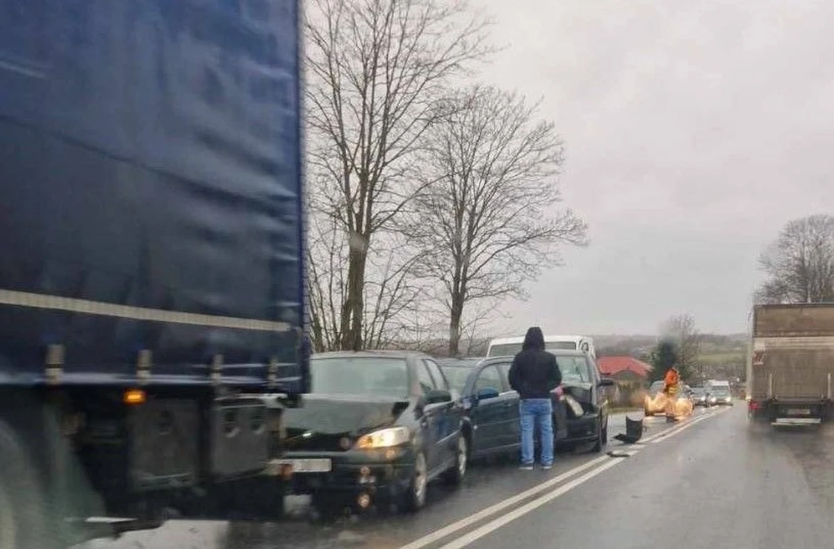 Aż pięć samochodów zderzyło się na drodze krajowej nr 28 na Podkarpaciu. W karambolu uczestniczył samochód ciężarowy, dostawczy i trzy osobowe. Jedną osobę zabrano do szpitala. 