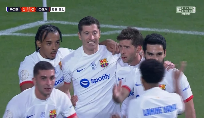 Gol Roberta Lewandowskiego w meczu Barcelona - Osasuna. WIDEO (Eleven Sports)