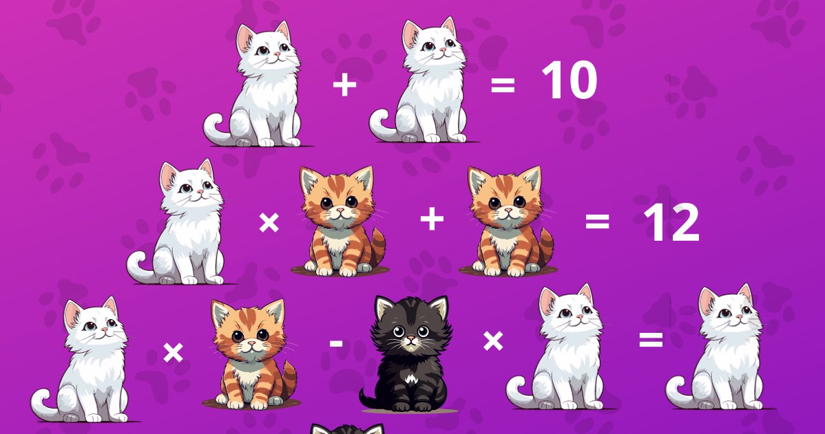 Up to 99% of adults do not know the correct answer.  Cat math puzzle