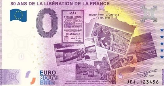 Seria banknotów o nominale zero euro wydrukowana zostanie we Francji. Maja one uczcić 80. rocznicę lądowania aliantów w Normandii i wyzwolenia Paryża.