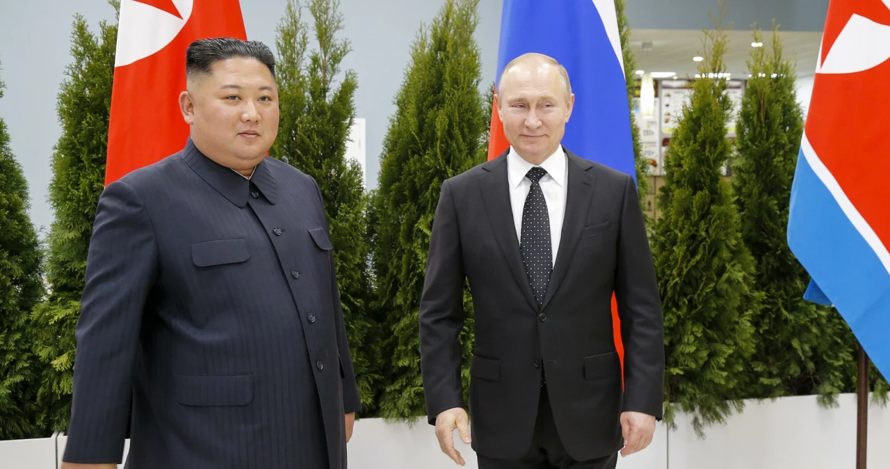 Przywódca Korei Północnej Kim Dzong Un oraz lider Rosji Władimir Putin