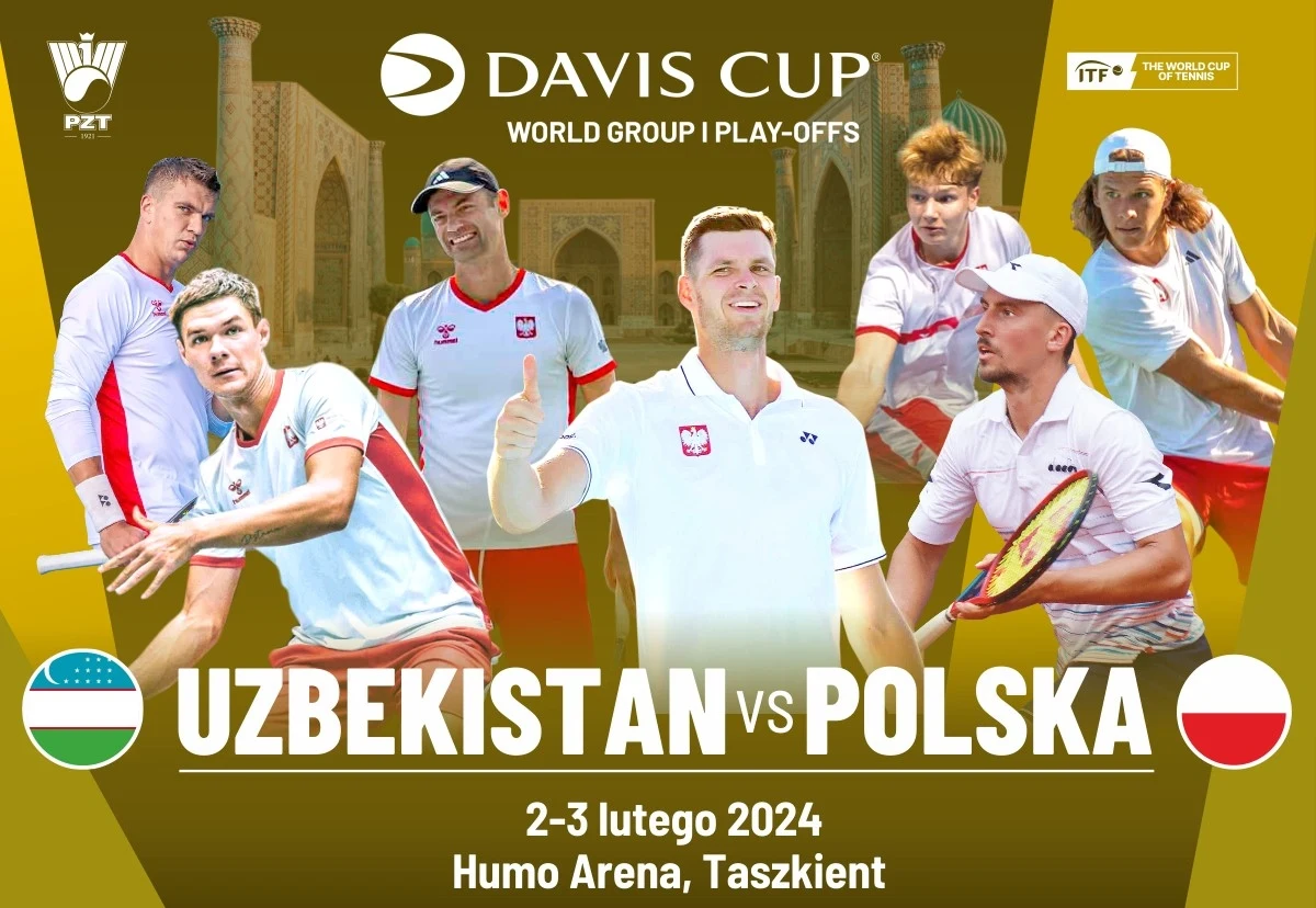 Dziewiąty tenisista w rankingu ATP i ćwierćfinalista trwającego Australian Open - Hubert Hurkacz (Redeco Wrocław) oraz zawodnicy PZT Team - Maks Kaśnikowski, Jan Zieliński (obaj CKT Grodzisk Mazowiecki) i Karol Drzewiecki (Grunwald Poznań) i Kamil Majchrzak (CKT Grodzisk Maz.) wystąpią w reprezentacji Polski w wyjazdowym meczu Pucharu Davisa z Uzbekistanem. Mecz zostanie rozgrany 2 i 3 lutego.