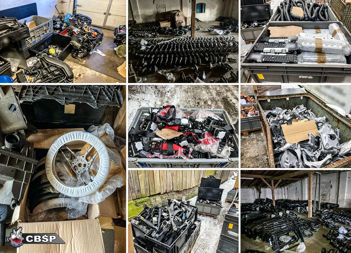 Kilkadziesiąt tysięcy skradzionych części samochodowych oraz dziesiątki rozebranych pojazdów, które wcześniej ukradziono w Polsce i w Niemczech, odkryli w Lubuskiem funkcjonariusze CBŚP. Na polecenie wielkopolskiego wydziału Prokuratury Krajowej rozbili zorganizowaną grupę przestępczą paserów. Zatrzymali pięć osób.