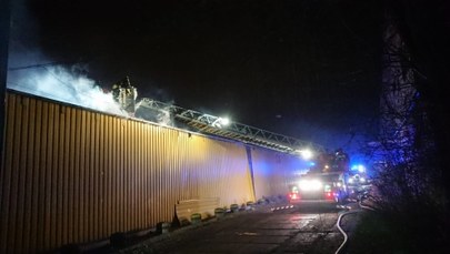 Pożar magazynu meblowego w Lublinie. Hala całkowicie zniszczona