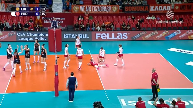 Skrót meczu Eczacibasi Stambuł – Prometey Dnipro 3:1 (25:20, 25:15, 23:25, 25:16) - siatkówka, Liga Mistrzyń CEV 2024; baraż o ćwierćfinał.