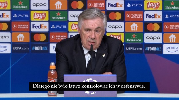 Carlo Ancelotti po zwycięstwie 1:0 nad RB Lipsk w pierwszym meczu 1/8 finału Ligi Mistrzów.