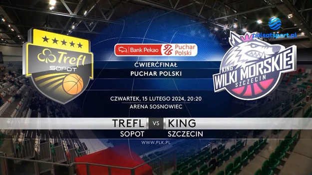 Skrót meczu ćwierćfinału Pekao S.A. Pucharu Polski Trefl Sopot - King Szczecin 85:65 (21:28, 14:14, 33:9, 17:14).

