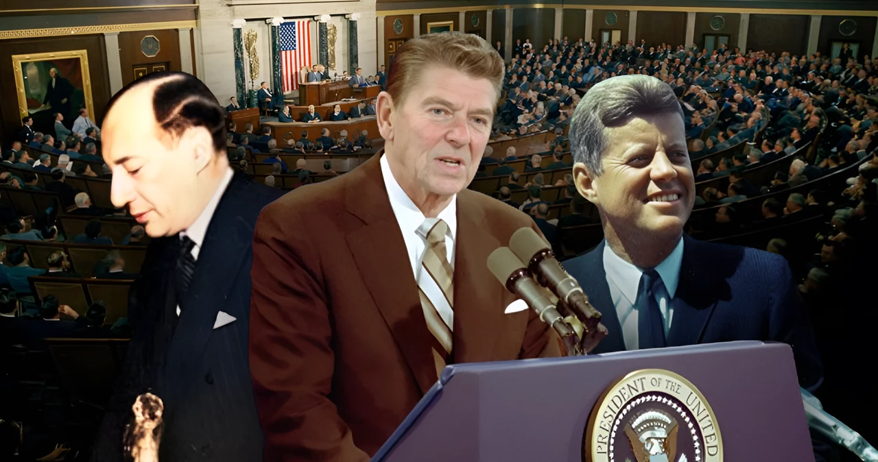 Od lewej Józef Beck, Ronald Reagan, John Kennedy