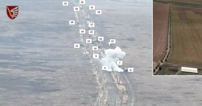 Ukraińscy żołnierze opublikowali materiał z drona, na którym możemy zobaczyć tzw. drogę śmierci. To trasa będąca dowodem ogromnych rosyjskich strat sprzętowych, na której leżą dziesiątki pojazdów opancerzonych. 