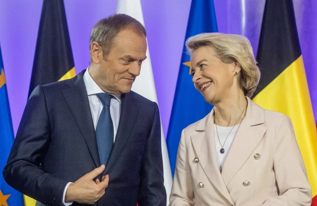 Premier Donald Tusk i przewodnicząca Komisji Europejskiej Ursula von der Leyen