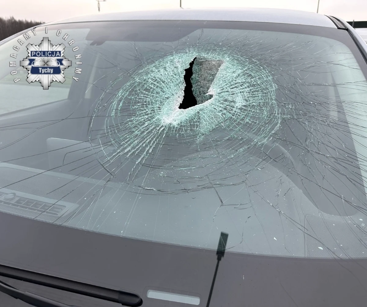 Do szpitala trafił 34-letni kierowca zraniony okruchem asfaltu, który wystrzelił spod kół innego samochodu i przebił przednią szybę w jego aucie. Do wypadku doszło wczoraj na drodze krajowej 86 w Tychach.     