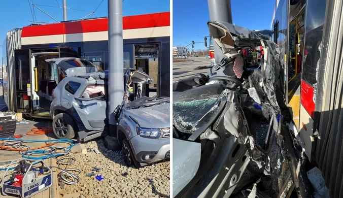 Czarna seria w Gdańsku. Auto przepołowione, zniszczony tramwaj