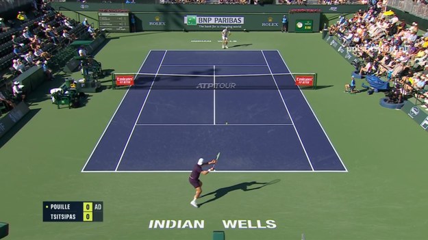 Skrót meczu 2. rundy turnieju ATP w Indian Wells Stefanos Tsitsipas - Lucas Pouille 6:3, 6:2.