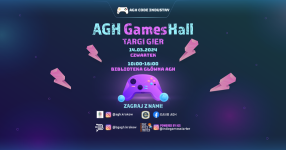 Akademia Górniczo-Hutnicza w Krakowie organizuje targi gier komputerowych. Wydarzenie pod nazwą AGH GamesHall da szansę młodym twórcom gier na udostępnienie swoich autorskich, niekomercyjnych produkcji. Zaplanowano też spotkania z ekspertami z branży.
