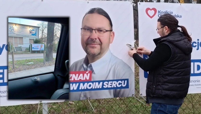  Spór o plakat wyborczy w Poznaniu. Kandydat KO zagroził strażą miejską