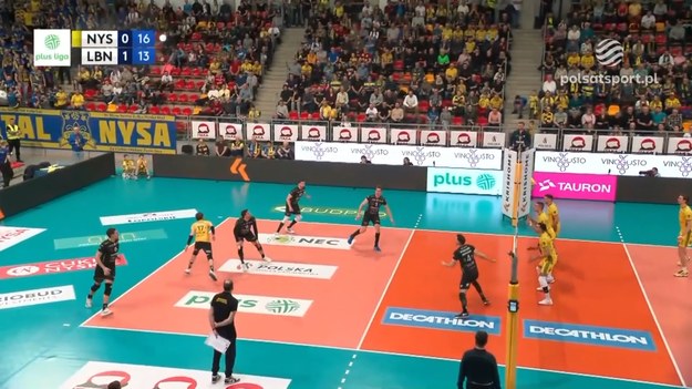 PSG Stal Nysa – Bogdanka LUK Lublin 1:3 (21:25, 25:21, 25:27, 23:25). Skrót meczu - siatkówka, PlusLiga 2024, 26. kolejka.

