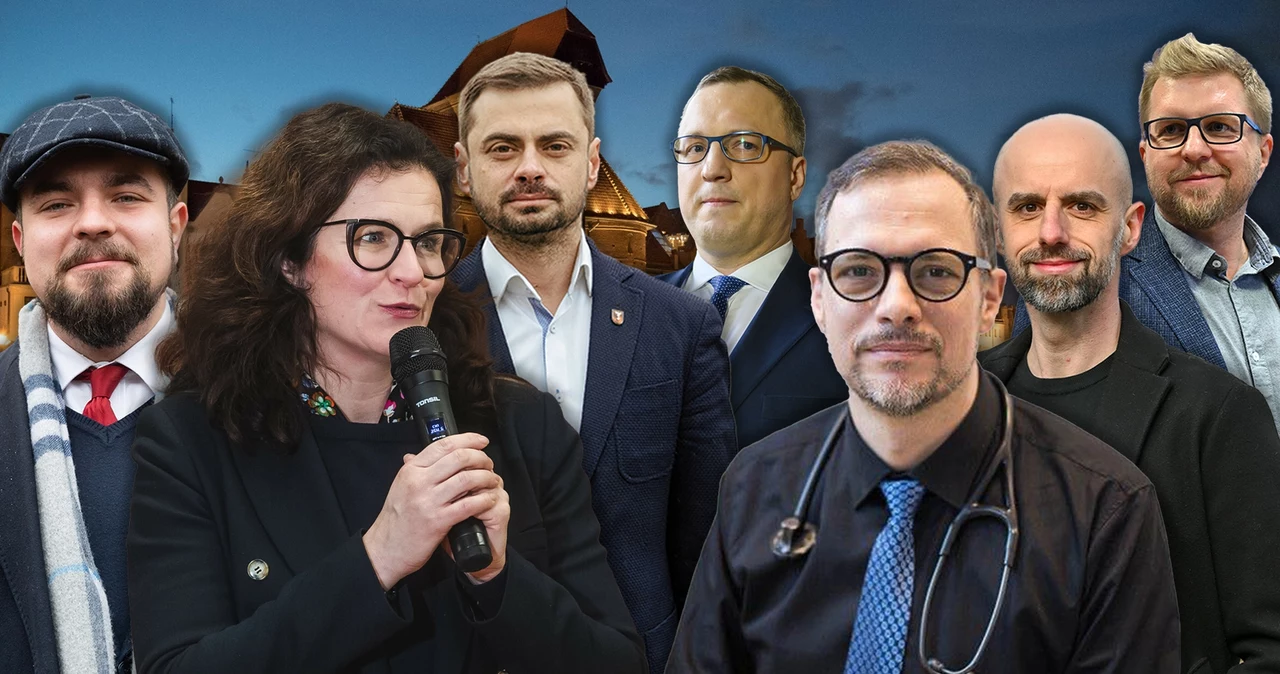 Kandydaci na prezydenta Gdańska. Od lewej: Michał Urbaniak, Aleksandra Dulkiewicz, Mariusz Andrzejczak, Tomasz Rakowski, Andrzej Pecka, Adam Szczepański, Artur Szostak