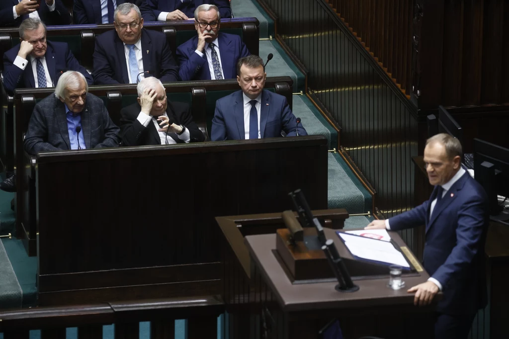 Premier Donald Tusk podczas wygłaszania expose w Sejmie
