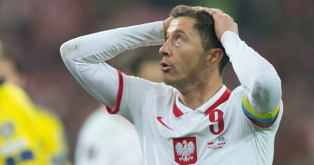 Robert Lewandowski podczas meczu reprezentacji Polski