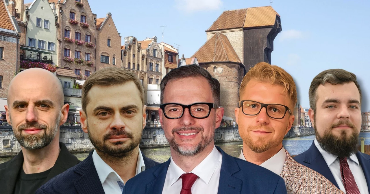 Wybory samorządowe 2024 - Gdańsk. Na zdjęciu od lewej: Adam Szczepański, Mariusz Andrzejczak, Andrzej Pecka, Artur Szostak, Michał Urbaniak