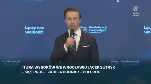 - Wiedzieliśmy, że ta rywalizacja jest bardzo trudna i twarda. Wiedzieliśmy, że wszystkie nowe formacje, które w ciągu ostatnich kilkunastu lat weszły do parlamentu, z reguły nie poradziły sobie w wyborach samorządowych. Nierzadko nie przekraczały progu wyborczego, nie rejestrowały swoich list - mówił Krzysztof Bosak na wieczorze wyborczym Konfederacji po ogłoszeniu wyników exit poll w wyborach samorządowych.