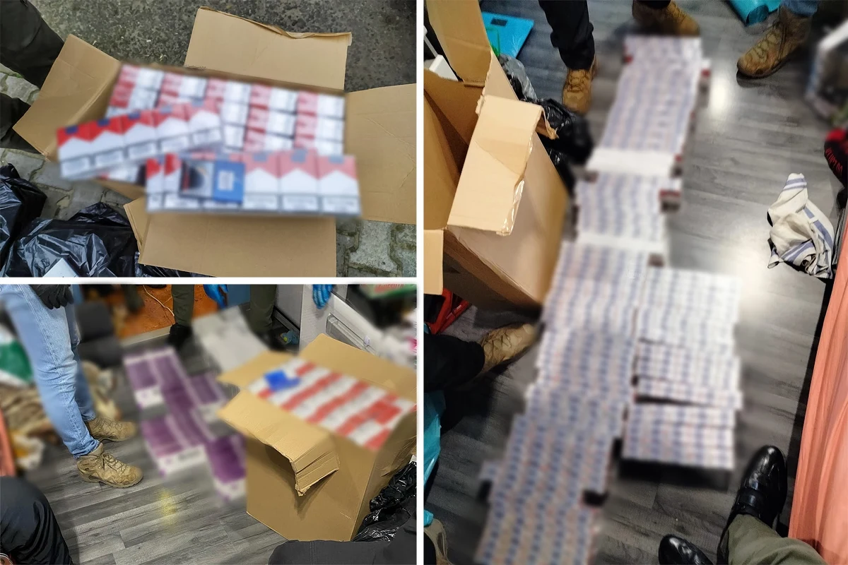 Służby zatrzymały 10 członków gangu, którzy produkowali i sprzedawali nielegalne papierosy. Funkcjonariusze zabezpieczyli maszynę służącą do nabijania papierosów i ponad 1,4 mln sztuk papierosów bez polskich znaków akcyzy.