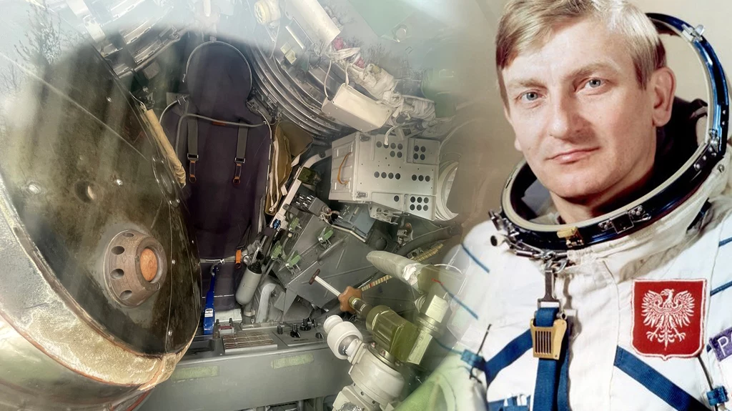 Wnętrze lądownika statku Sojuz 30, którym leciał Mirosław Hermaszewski