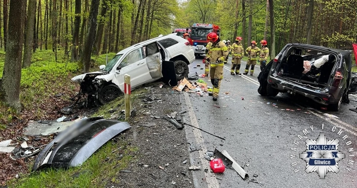 Dwie osoby zginęły w wypadku na drodze wojewódzkiej nr 919 w miejscowości Bargłówka w powiecie gliwickim. Zderzyły się tam dwa samochody. 
